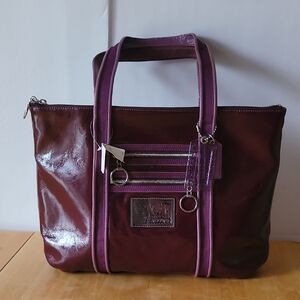 Coach Poppy Patent Leather Tote Shoulder Bag